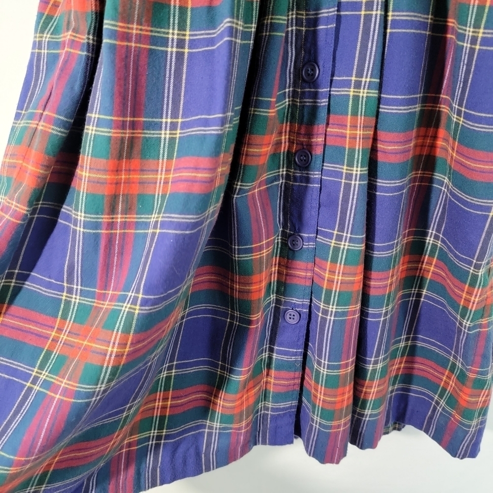 VTG NANTUCKET Flannel Dress Sz 4 Red/Blue Plaid Button-Up Long Sleeve Fit Flare - Picture 7 of 12